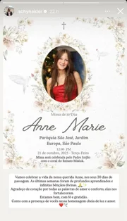 "Fé e gratidão", afirma Schynaider Moura após 1 mês da morte da filha "Fé e gratidão", afirma Schynaider Moura após 1 mês da morte da filha