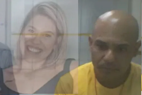 Homem pardo à direita ao lado do qual há o espectro de mulher loira sorridente - Metrópoles