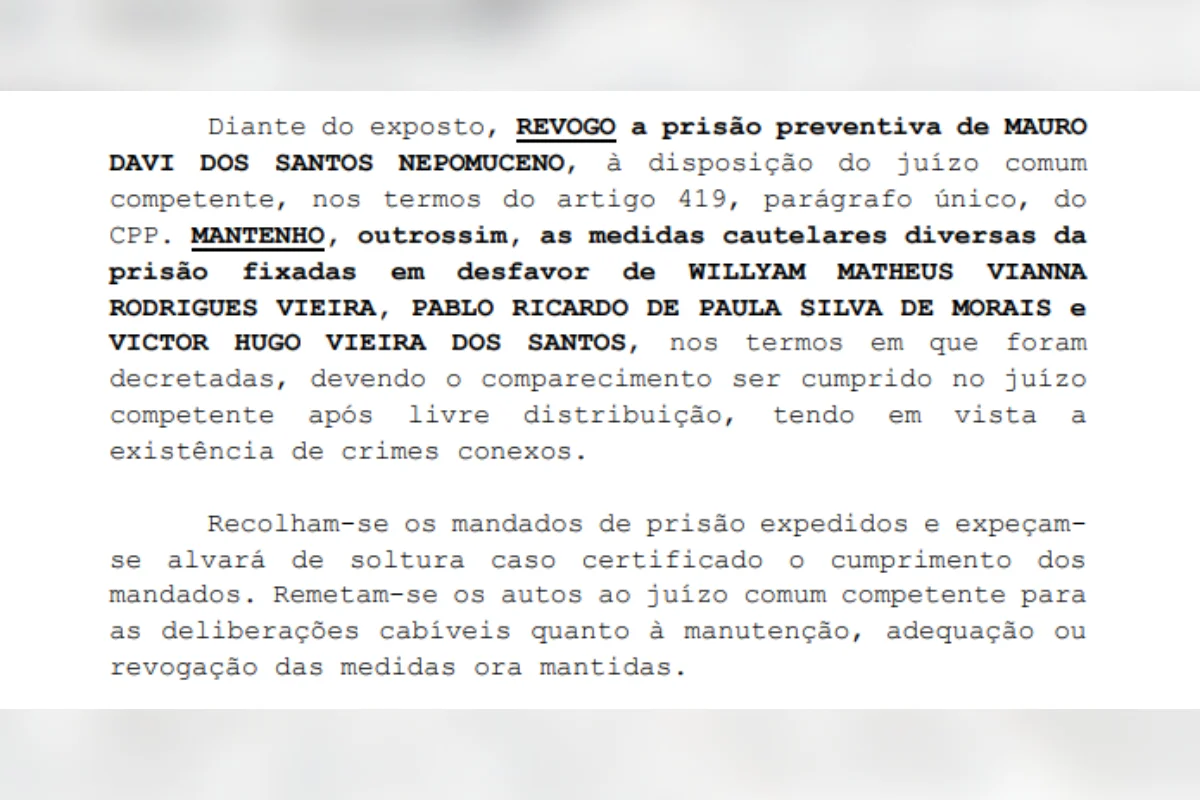 Veja detalhes da decisão que revogou a prisão preventiva de Oruam - imagem 2 Veja detalhes da decisão que revogou a prisão preventiva de Oruam - imagem 2