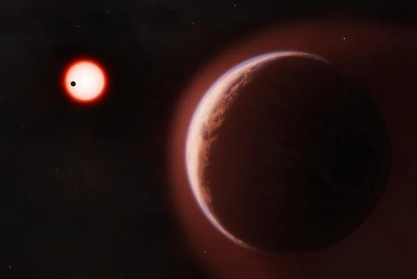 Ilustração colorida do exoplaneta LHS 1140 b - Metrópoles