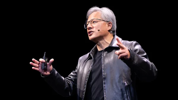imagem colorida CEO da Nvidia, Jensen Huang, em evento da empresa