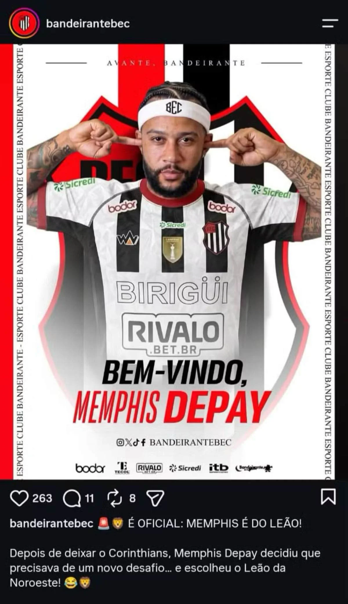 Time da terceira divisão de São Paulo “anuncia” Memphis Depay - imagem 1 Time da terceira divisão de São Paulo “anuncia” Memphis Depay - imagem 1