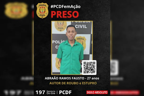 Criminoso é preso por assaltar mulher e estuprá-la em matagal no DF
