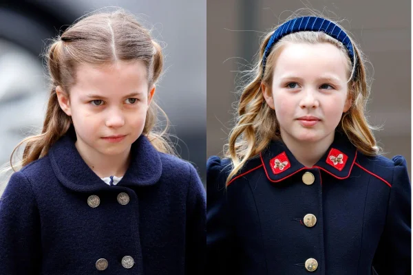 Foto colorida. Princesa Charlotte e Mia Grace