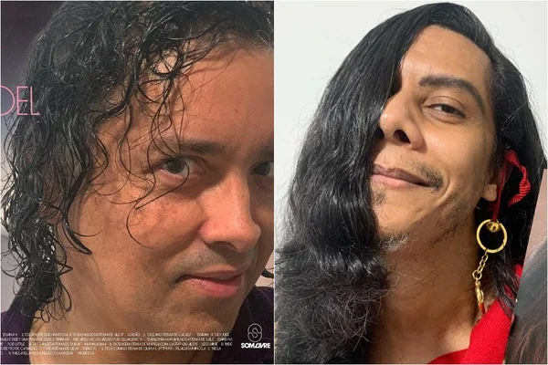 Casal de atores imita capas de discos das trilhas das novelas