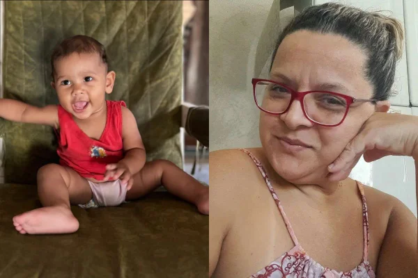 Montagem colorida com fotos de Yohana Maitê Filgueira Costa, de 8 meses, e Geisa de Cássia Tenório Silva, de 50 anos, que comeram açaí envenenado - Metrópoles