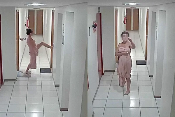 Advogada de toalha quase derruba porta de vizinha no chute em Águas Claras