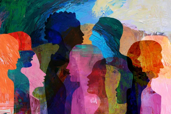 Ilustração mostra pintura colorida do perfil de várias pessoas - Metrópoles