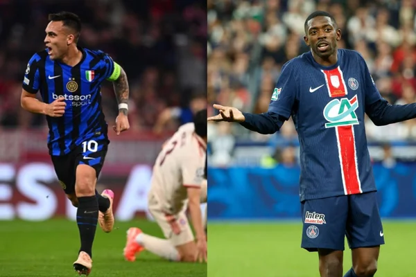 Foto colorida de Lautaro Martínez e Ousmane Dembele, de Inter de Milão e PSG - Metrópoles