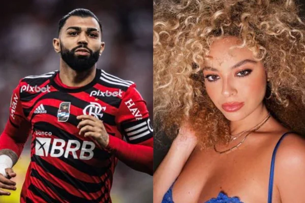 Animado, Gabigol aparece conversando ao pé do ouvido com affair de Vinícius Jr.