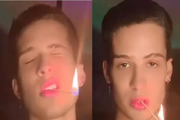 Duas fotos coloridas de um homem branco