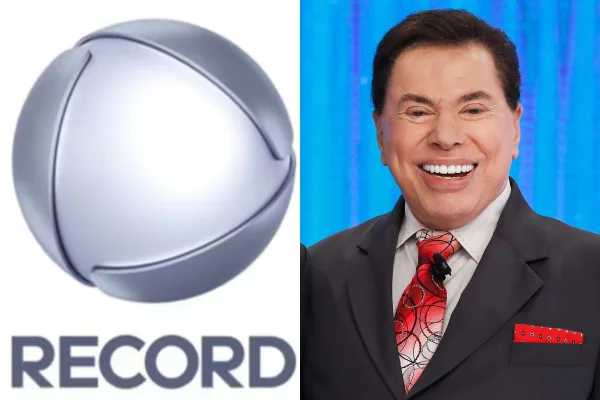 Montagem colorida de Logo Record e Silvio Santos - Metrópoles