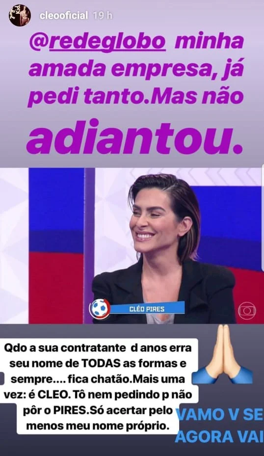Após erro, Cleo Pires fica irritada com a Globo e reclama na internet - destaque galeria Após erro, Cleo Pires fica irritada com a Globo e reclama na internet - destaque galeria
