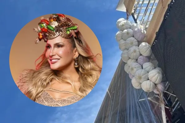 Claudia Leitte decora trio eletrico com alho
