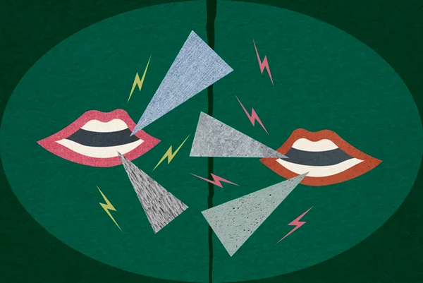 Ilustração de duas bocas falando - Metrópoles