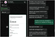 Prints da conversa entre o ator e o golpista Prints da conversa entre o ator e o golpista