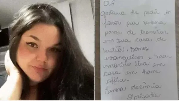 Esposa evangélica manda bilhete a vizinha pedindo que não ande de sutiã em casa: “Tenha decência”