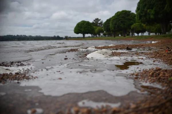 Espuma à beira do Lago Paranoá chama atenção de frequentadores