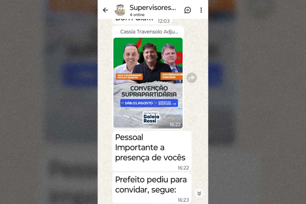 Secretária de Nunes convoca pelo WhatsApp servidores para convenção de Tarcísio