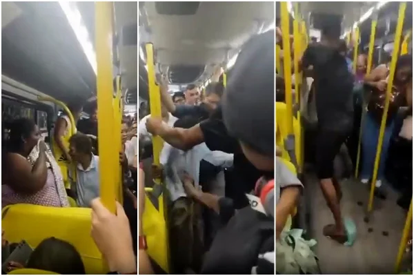 Tumulto com passageiros em ônibus do Rio - Metrópoles