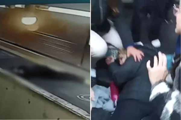 Imagem colorida mostra mulher agredida no metrô. Metrópoles