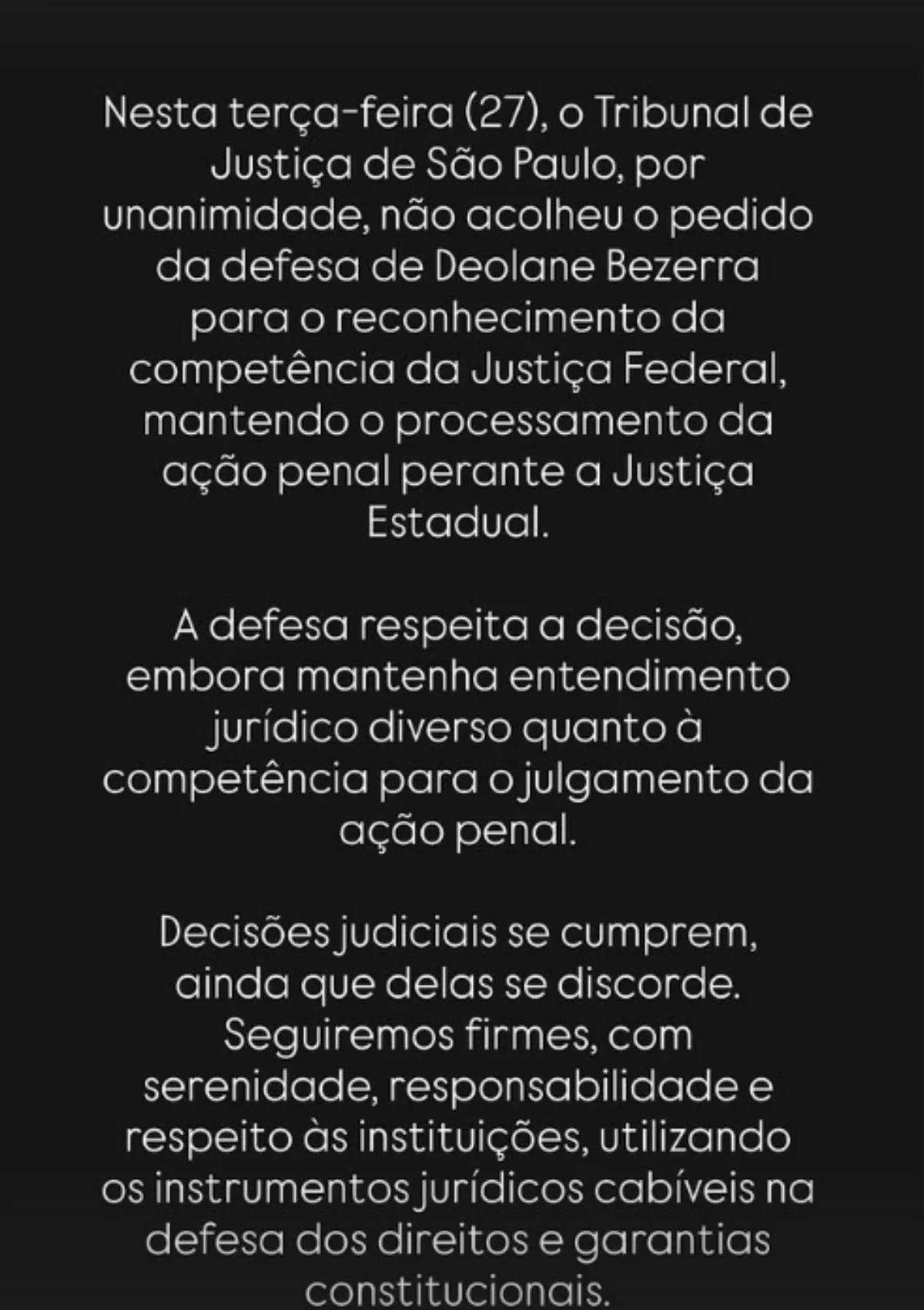 Daniele Bezerra divulgou nota nas redes. Daniele Bezerra divulgou nota nas redes.