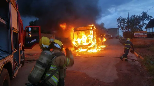 Contra derrubadas, moradores ateiam fogo em ônibus em São Sebastião
