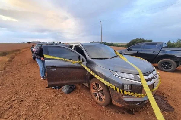 Um dos veículos utilizado no ataque em Guarapuava