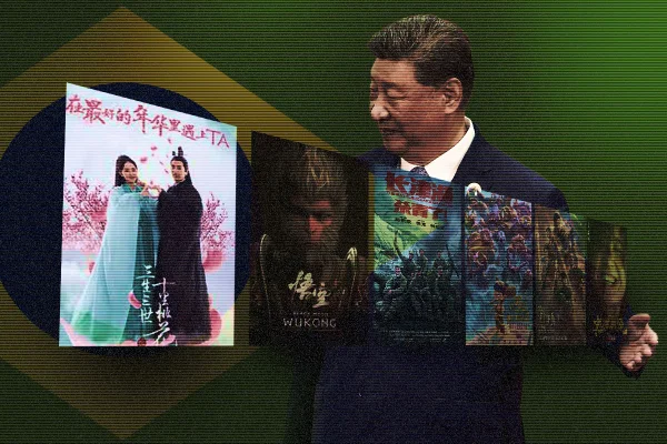 Imagem colorida mostra montagem com o presidente da China, Xi-Jinping - Metrópoles