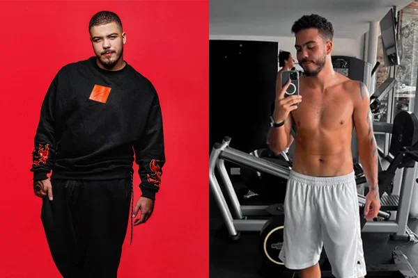 Montagem de antes e depois de Ronald, filho de Ronaldo Fenômeno