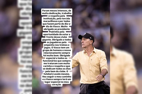 Renato Gaúcho se pronuncia após saída do Vasco em comum acordo - destaque galeria Renato Gaúcho se pronuncia após saída do Vasco em comum acordo - destaque galeria