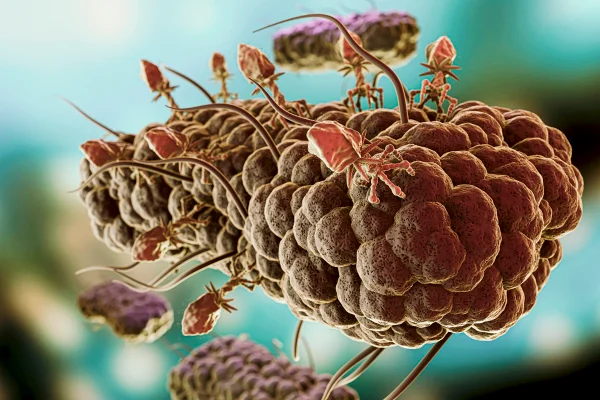 Ilustração de foto microscópica de ácaros na pele humana - Metrópoles.