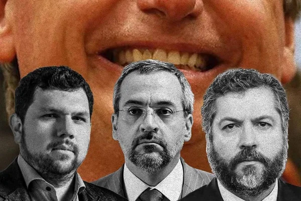montagem com weintraub, oswaldo eustaquio, ernesto araújo e a risada de Bolsonaro