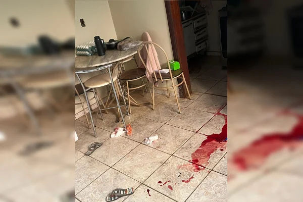 Foto colorida de casa com sangue