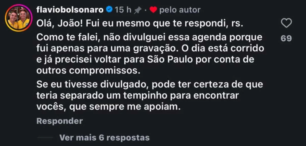Flávio Bolsonaro responde "Gay de Direita" após pré-candidato a deputado dizer que foi "barrado" em evento Flávio Bolsonaro responde "Gay de Direita" após pré-candidato a deputado dizer que foi "barrado" em evento