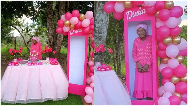 Idosa comemora 107 anos com festa temática da Barbie e encanta web