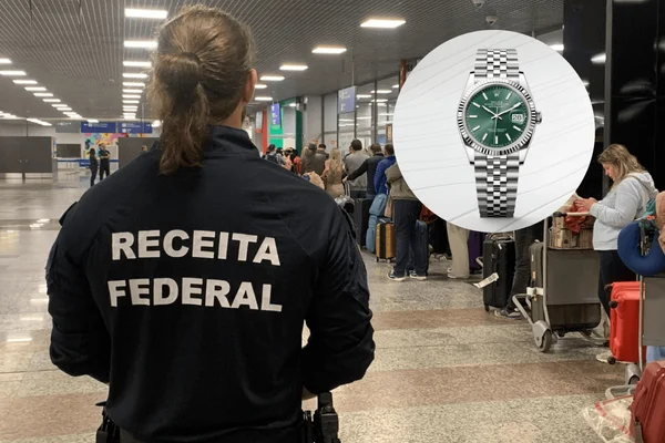 foto com cor. receita federal retém relógio - metrópoles