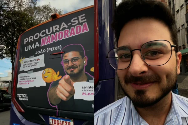 Solteiro há três anos, João Pedro, de 29, levou a busca por uma namorada às ruas e já recebeu centenas de mensagens