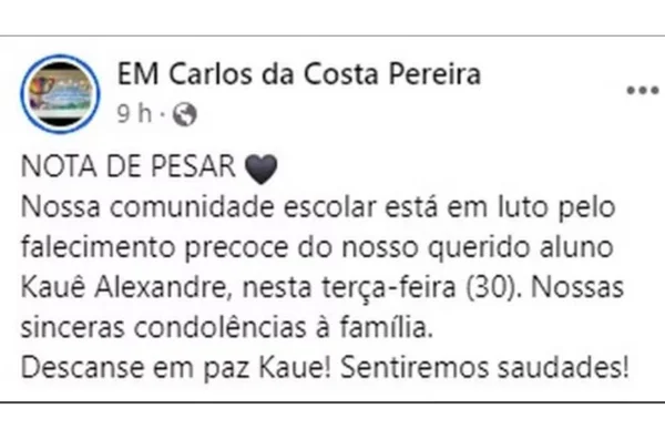 imagem colorida nota pesar adolescente morre apos picada de cobra