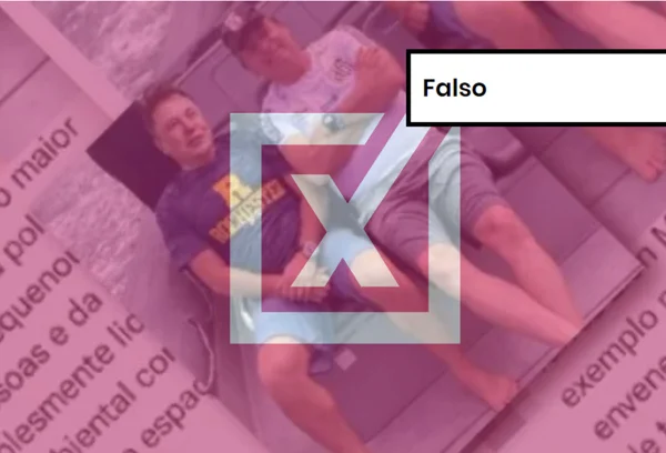 Imagem colorida de post falso sobre encontro entre Elon Musk e Jair Bolsonaro