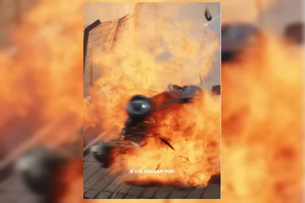 Imagem colorida de acidente com piloto de arrancada no paraná