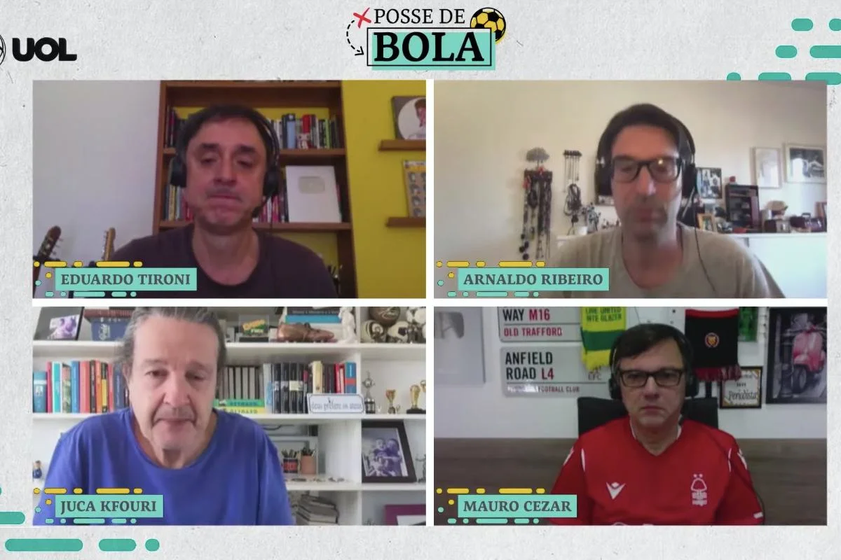 O jornalista Eduardo Tironi foi às lágrimas durante o Posse de Bola O jornalista Eduardo Tironi foi às lágrimas durante o Posse de Bola