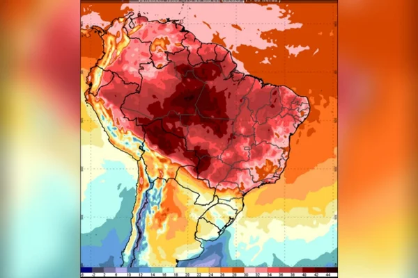 imagem colorida mapa de calor brasil com frente fria e calor