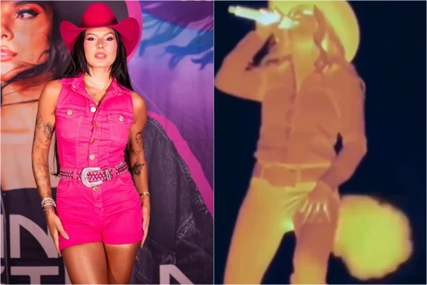 Duas fotos da cantora Ana Castela, uma com sensor de calor - Metrópoles