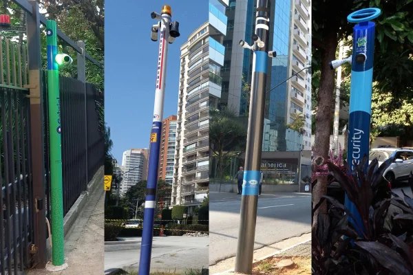 Imagem colorida traz montagem com câmeras de vigilância - Metrópoles