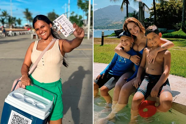 Cyntia Cindel, ex-babá da familia Poncio, Sarah Poncio e os filhos, José e João