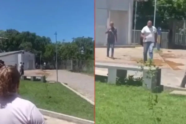 Imagem colorida de homem armado em faculdade da Bahia - Metrópoles