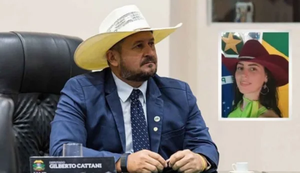Montagem com fotos coloridas do deputado estadual Gilberto Cattani e de Raquel Cattani - Metrópoles