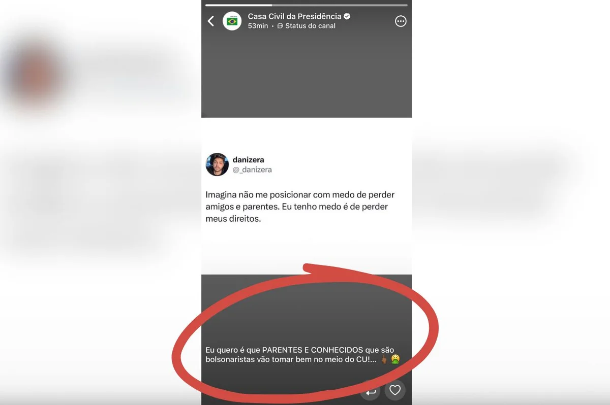 Canal oficial da Casa Civil publica xingamento a bolsonaristas e apaga post - imagem 2 Canal oficial da Casa Civil publica xingamento a bolsonaristas e apaga post - imagem 2