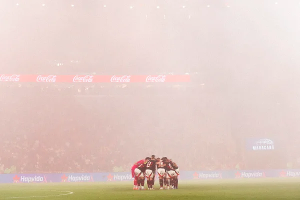 Jogadores do Flamengo antes da partida diante do Cruzeiro